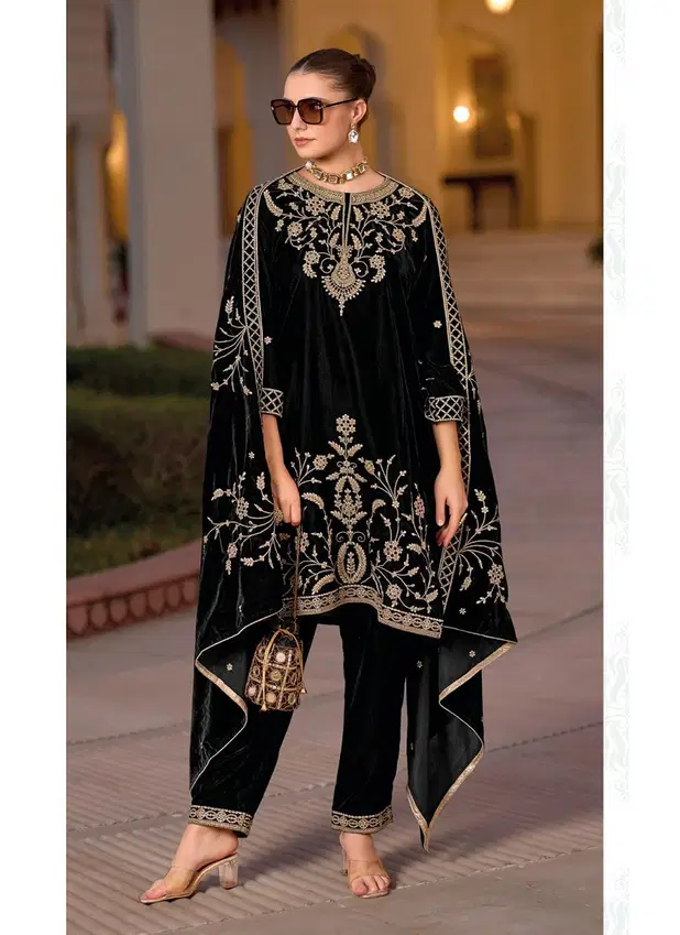 Mariab D 32219 By Deepsy Velvet Embroidered Pakistani Suits Wholesale Online